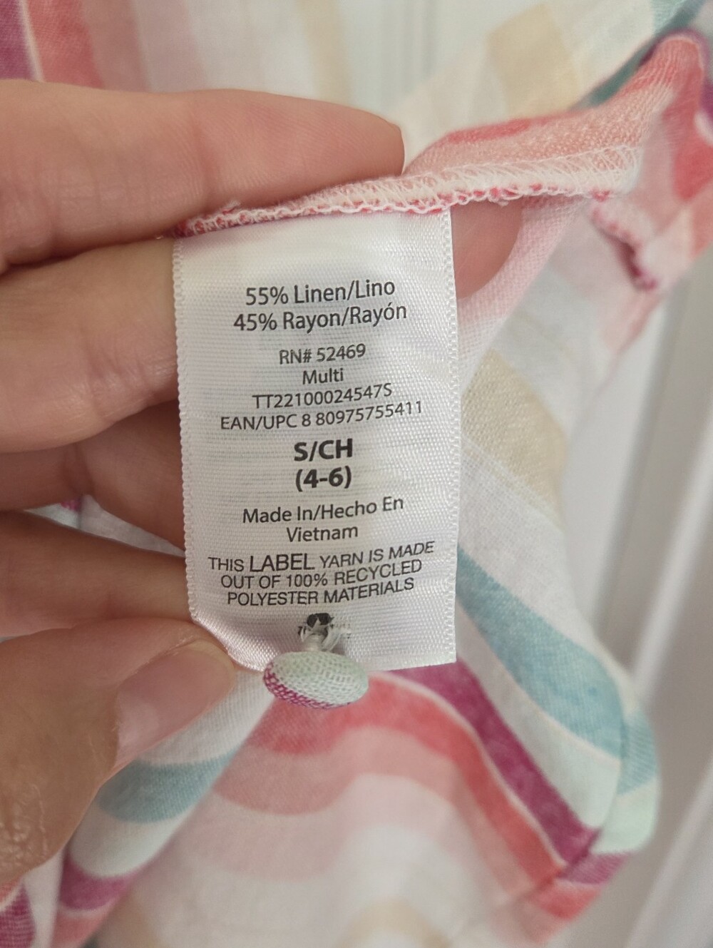 Time & Tru Linen Blend Pastel Vertical Stripe Midi Dress Drawstring Waist Small - Picture 7 of 10